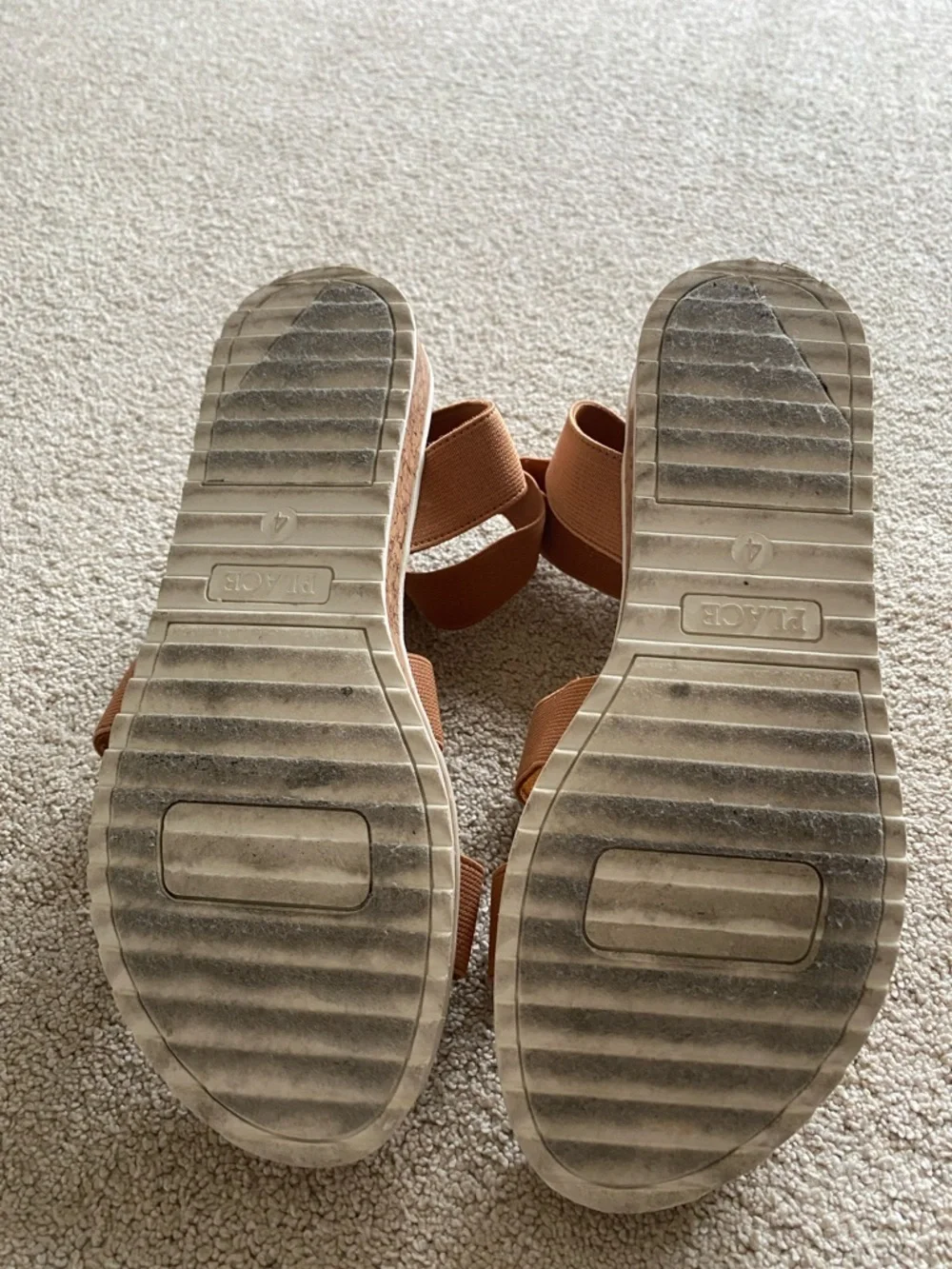 Big girl Brown Strappy Platform Sandals - Elastic Ankle Strap